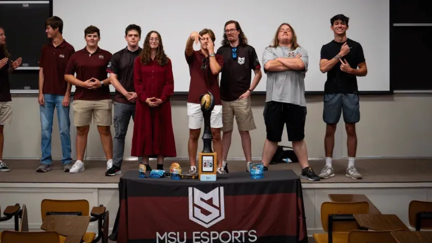 MSU Esports members on stage at the election where I became Event Director.